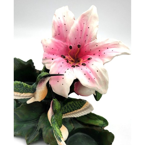 Hummingbird Votive Candle Holder Floral Marked DWK 2010 on back 6 Inches Tall - Picture 10 of 14